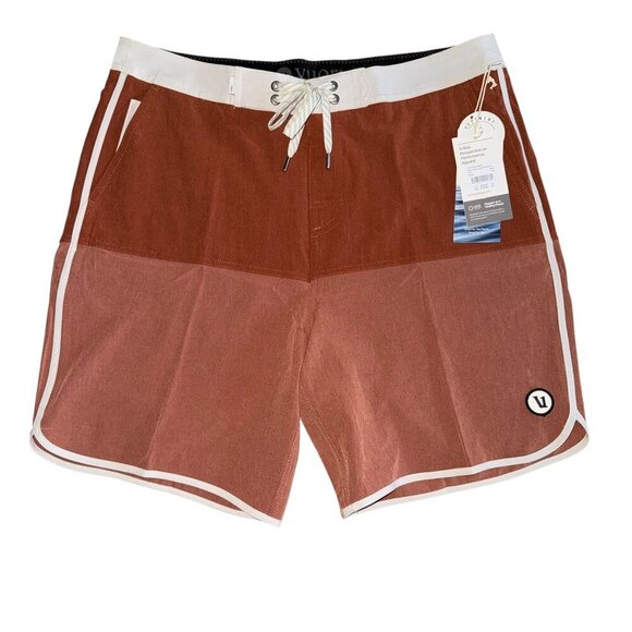 VUORI Cruise Boardshort Dark Penny Linen Texture Mens Size 34 - Picture 1 of 7